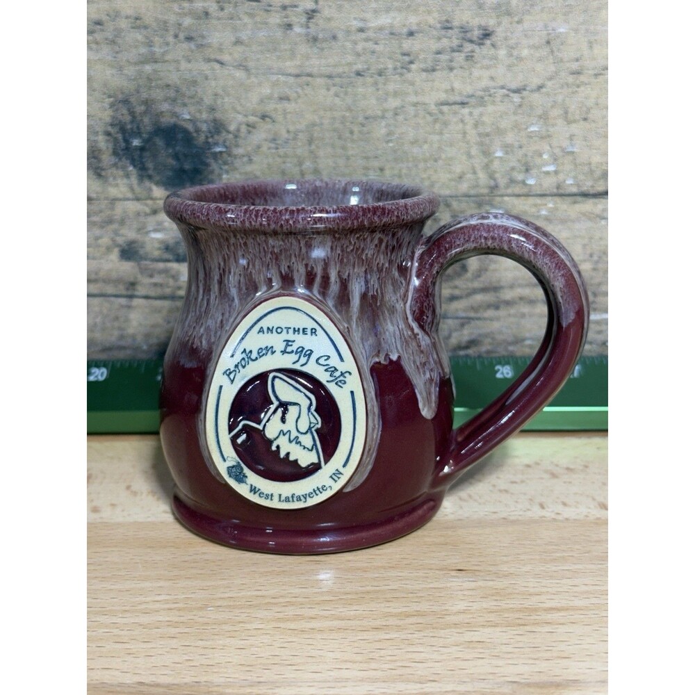 🔥Another Broken Egg Cafe Deneen Pottery Red Drip Glaze Coffee Mug Beautiful IN